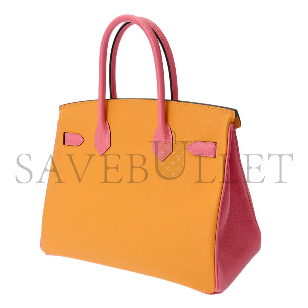 HERMÈS MASTER BIRKIN 25 EPSOM AMBER LIPSTICK POWDER GOLD BUCKLE BAG H028369CK76 (25*18*13cm)